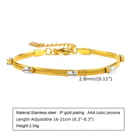 Wholesale Jewelry IG Style Solid Color 201 Stainless Steel Zircon 18K Gold Plated Bracelets Earrings Necklace Cuban Link Chain Curb Chain Cable Chain sku image 3