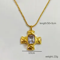 Casual Cross 304 Stainless Steel Metal Plating Rhinestones 18K Gold Plated Women's Pendant Necklace main image 2