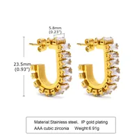 Wholesale Jewelry IG Style Solid Color 201 Stainless Steel Zircon 18K Gold Plated Bracelets Earrings Necklace Cuban Link Chain Curb Chain Cable Chain sku image 8