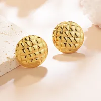 1 Pair Cute Sweet Round 304 Stainless Steel Imitation Gold  Earrings main image 4
