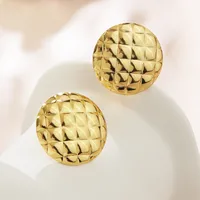 1 Pair Cute Sweet Round 304 Stainless Steel Imitation Gold  Earrings main image 5