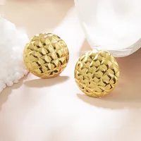 1 Pair Cute Sweet Round 304 Stainless Steel Imitation Gold  Earrings main image 1