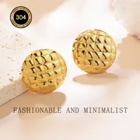 1 Pair Cute Sweet Round 304 Stainless Steel Imitation Gold  Earrings main image 3