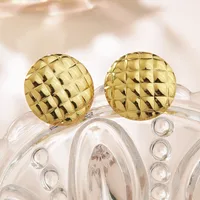 1 Pair Cute Sweet Round 304 Stainless Steel Imitation Gold  Earrings main image 6