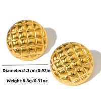 1 Pair Cute Sweet Round 304 Stainless Steel Imitation Gold  Earrings main image 2