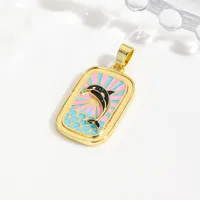 Vacation Beach Sea Dolphin Hippocampus Copper Enamel Plating 18K Gold Plated Charms main image 9
