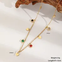 Elegant Cute Heart Shape 304 Stainless Steel Plating Inlay Zircon 18K Gold Plated Valentine'S Day Women's Multi Charms Necklace main image 2