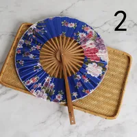 Chinoiserie Flower Bamboo Satin Cloth Fan Fans & Heating main image 1