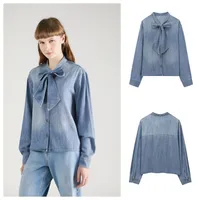 Women's Blouse Long Sleeve Blouses Bowknot Simple Style Solid Color main image 1