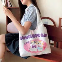 Unisex Large Canvas Animal Letter Plant Cute Square Magnetic Buckle Shopping Bags main image 2