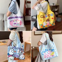 Unisex Large Canvas Animal Letter Plant Cute Square Magnetic Buckle Shopping Bags main image 1
