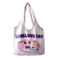 Unisex Large Canvas Animal Letter Plant Cute Square Magnetic Buckle Shopping Bags main image 4