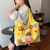 Unisex Large Canvas Animal Letter Plant Cute Square Magnetic Buckle Shopping Bags main image 5