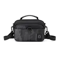 Men's Oxford Cloth Letter Color Block Basic Square Zipper Fanny Pack main image 2