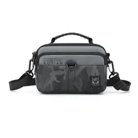 Men's Oxford Cloth Letter Color Block Basic Square Zipper Fanny Pack sku image 3