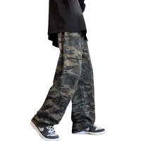 Men's Camo Print High Street Wide - Leg Cargo Jeans Washed Workwear Pants Trendy Streetwear main image 4