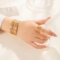 Vintage Style French Style Simple Style Lines 304 Stainless Steel Unisex Jewelry Set main image 1