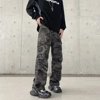 Men's Military Camo Cargo Pants Loose Straight Leg Streetwear Urban Fashion Versatile Styling Tactical Trousers main image 4