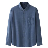 Men's Plus Size Long Sleeve Casual Shirt - Spring/Fall Brushed Cotton Oversized Fit Solid Color Loose Comfort main image 3