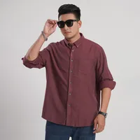 Men's Plus Size Long Sleeve Casual Shirt - Spring/Fall Brushed Cotton Oversized Fit Solid Color Loose Comfort main image 4