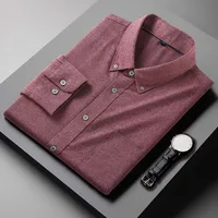 Men's Plus Size Long Sleeve Casual Shirt - Spring/Fall Brushed Cotton Oversized Fit Solid Color Loose Comfort sku image 8