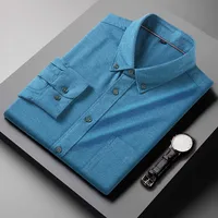 Men's Plus Size Long Sleeve Casual Shirt - Spring/Fall Brushed Cotton Oversized Fit Solid Color Loose Comfort sku image 19