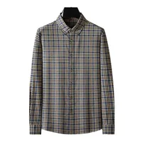 Big & Tall Men's Casual Long Sleeve Shirt, 100% Cotton Loose Fit Checkered Plaid Shirt For Plus Size Gentlemen main image 2