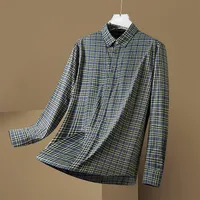 Big & Tall Men's Casual Long Sleeve Shirt, 100% Cotton Loose Fit Checkered Plaid Shirt For Plus Size Gentlemen sku image 1