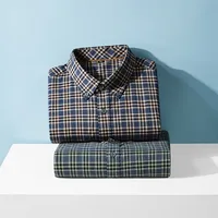 Big & Tall Men's Casual Long Sleeve Shirt, 100% Cotton Loose Fit Checkered Plaid Shirt For Plus Size Gentlemen main image 3