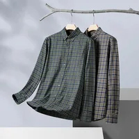 Big & Tall Men's Casual Long Sleeve Shirt, 100% Cotton Loose Fit Checkered Plaid Shirt For Plus Size Gentlemen main image 5