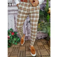 3D Printed Slim Fit Plaid Trousers, British Style Casual & Personalized Design, Autumn - Winter Collection (Multiple Styles) main image 3