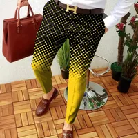 Men's Digital Print Slim Fit Mid - Rise Pencil Pants, Casual Fashion Spring Fall Long Trousers main image 1