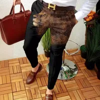 Men's Digital Print Slim Fit Mid - Rise Pencil Pants, Casual Fashion Spring Fall Long Trousers main image 3