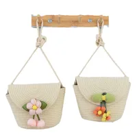 Women's Cotton Rope Flower Cute Basic Weave Square Magnetic Buckle Straw Bag main image 3