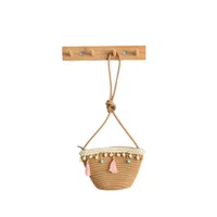 Women's Medium Cotton Rope Solid Color Vacation Weave Square Zipper Crossbody Bag main image 3