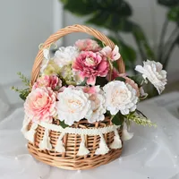 Women's Plant Rattan Solid Color Pastoral Round Open Handbag main image 1