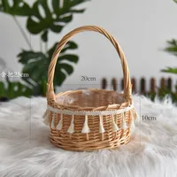 Women's Plant Rattan Solid Color Pastoral Round Open Handbag main image 2