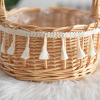 Women's Plant Rattan Solid Color Pastoral Round Open Handbag main image 4