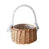 Women's Plant Rattan Solid Color Pastoral Round Open Handbag sku image 2