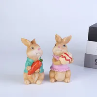 1 Piece 2 Pieces Set Rabbit Carrot Egg Family Gathering Festival Easter Synthetic Resin Cartoon Style Cute main image 1