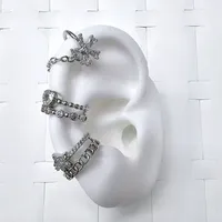 1 Pair/Package Modern Style Simple Style Double Ring Star Heart Shape Polishing Plating Copper Zircon White Gold Plated Ear Cuffs main image 1