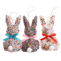 Cute Rabbit Ditsy Floral Polka Dots Cloth Pendant Artificial Decorations main image 3
