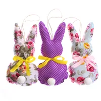 Cute Rabbit Ditsy Floral Polka Dots Cloth Pendant Artificial Decorations main image 4