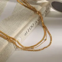 Modern Style Simple Style Solid Color 304 Stainless Steel Women's Three Layer Necklace main image 7