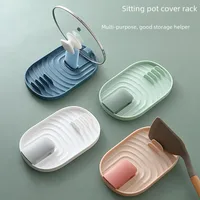 Pot Lid Rack Storage Cleaning Tool Kitchen Utensil Organizer Holder Wall Mounted Pot Cover Hanger Space Saving main image 1