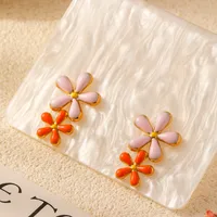 1 Pair Modern Style Heart Shape Enamel Plating 304 Stainless Steel Ear Studs main image 5