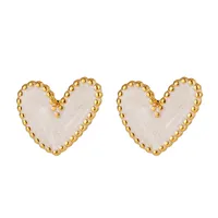 1 Pair Modern Style Heart Shape Enamel Plating 304 Stainless Steel Ear Studs sku image 5