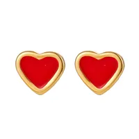 1 Pair Modern Style Heart Shape Enamel Plating 304 Stainless Steel Ear Studs sku image 7
