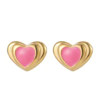 1 Pair Modern Style Heart Shape Enamel Plating 304 Stainless Steel Ear Studs sku image 8