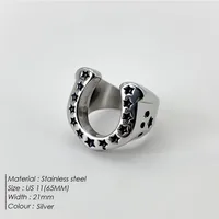 Vintage Style Roman Style British Style Horseshoe 304 Stainless Steel Men's Rings sku image 4